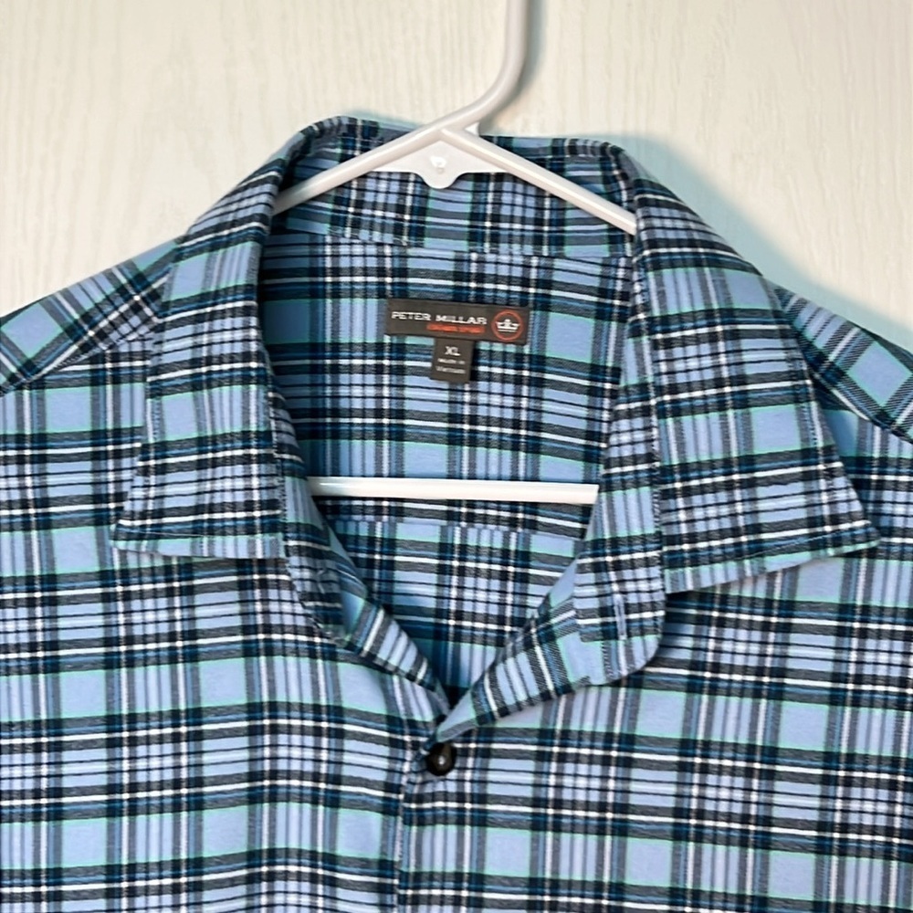 Peter Millar Men’s Crown Sport Plaid Button Down Short Flannel Blue Size XL - Picture 3 of 11